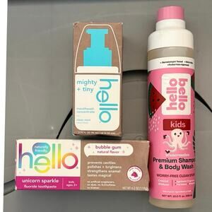 Hello Bello Natural Kids Bath Toothpaste Mouthwash Hair & Body Wash Bundle